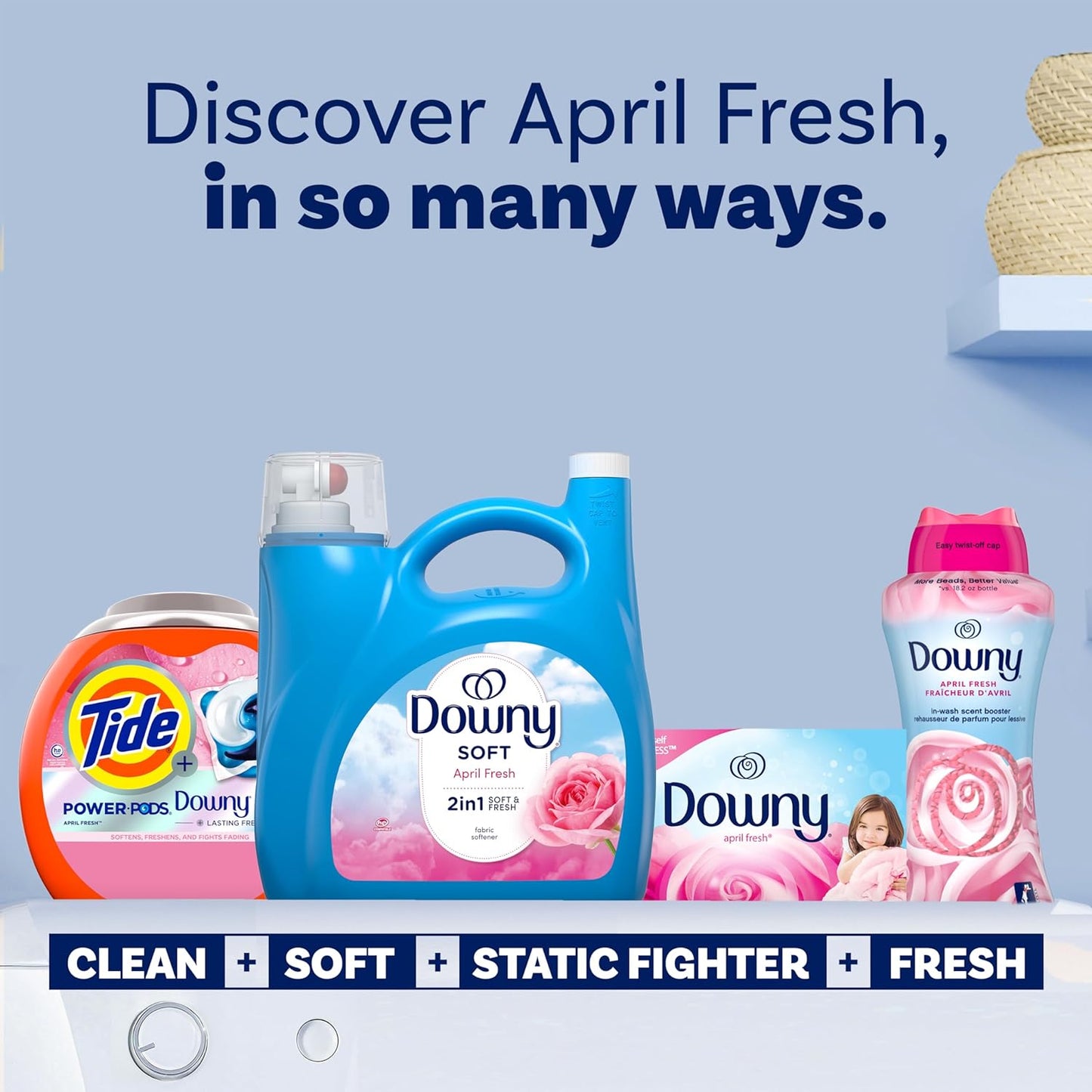 Downy Soft 2 in 1 Softener and Freshener Clean Breeze, Bulk 140 fl oz 2-Pack, Minimalist Laundry Solution Reducing Waste and Repetition