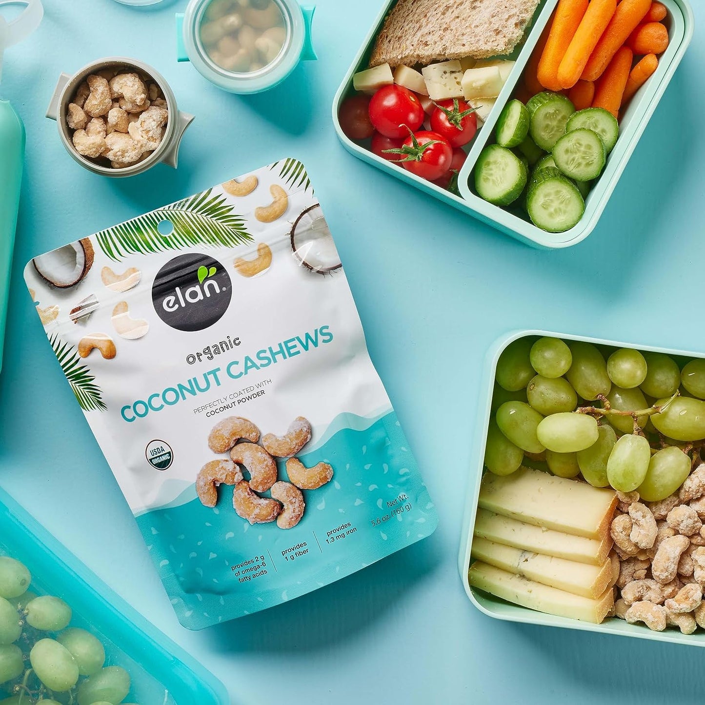 Elan Organic Coconut Cashews – Picnic & Patio Snack for Outdoor Entertaining, USDA Organic, 5.6 oz