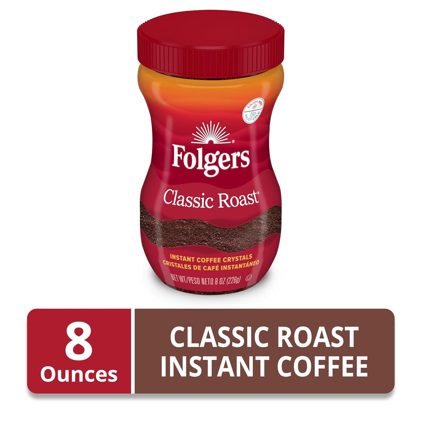 Folgers Classic Roast Instant Coffee – Workday Coffee Solution for Busy Professionals and Remote Workers