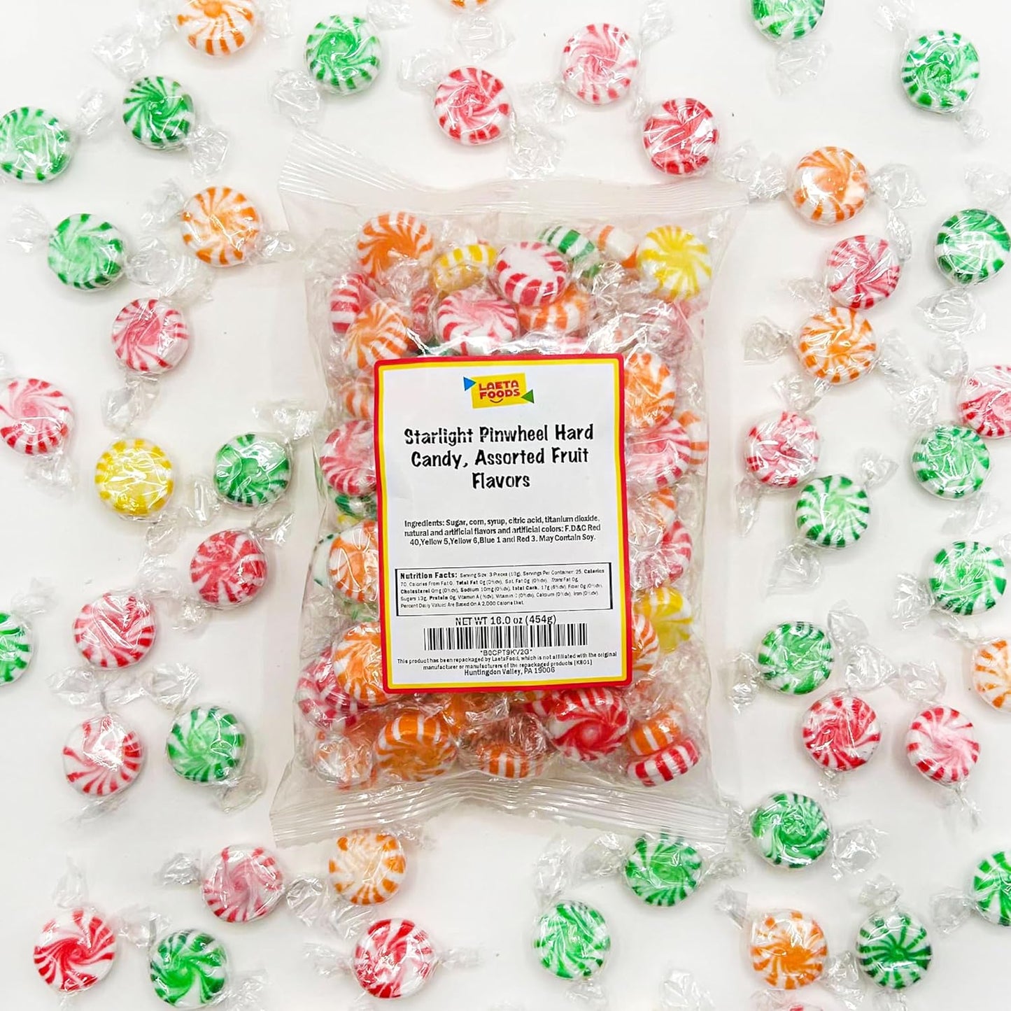 Fruit Starlights Hard Candy – 75 Count Pinwheel Sweets in Sealed Wrappers, Easy Party Favor for Weddings Showers and Holiday Tables
