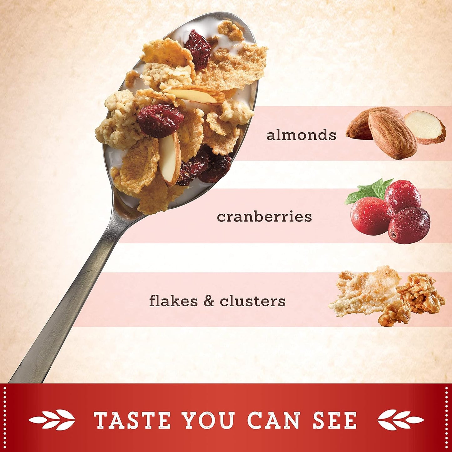 Great Grains Cranberry Almond Crunch Cereal – Wholesome Dried Cranberry Almond Cereal for Balanced Wellness Diets, 14 oz
