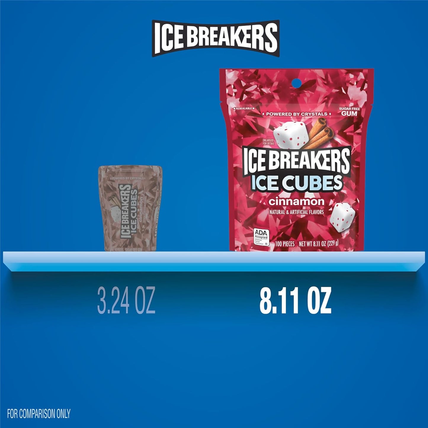 ICE BREAKERS Ice Cubes Cinnamon Sugar Free Chewing Gum Pouch – ADA-Accepted Oral Care Companion Between Brushings for Holistic Health Habits