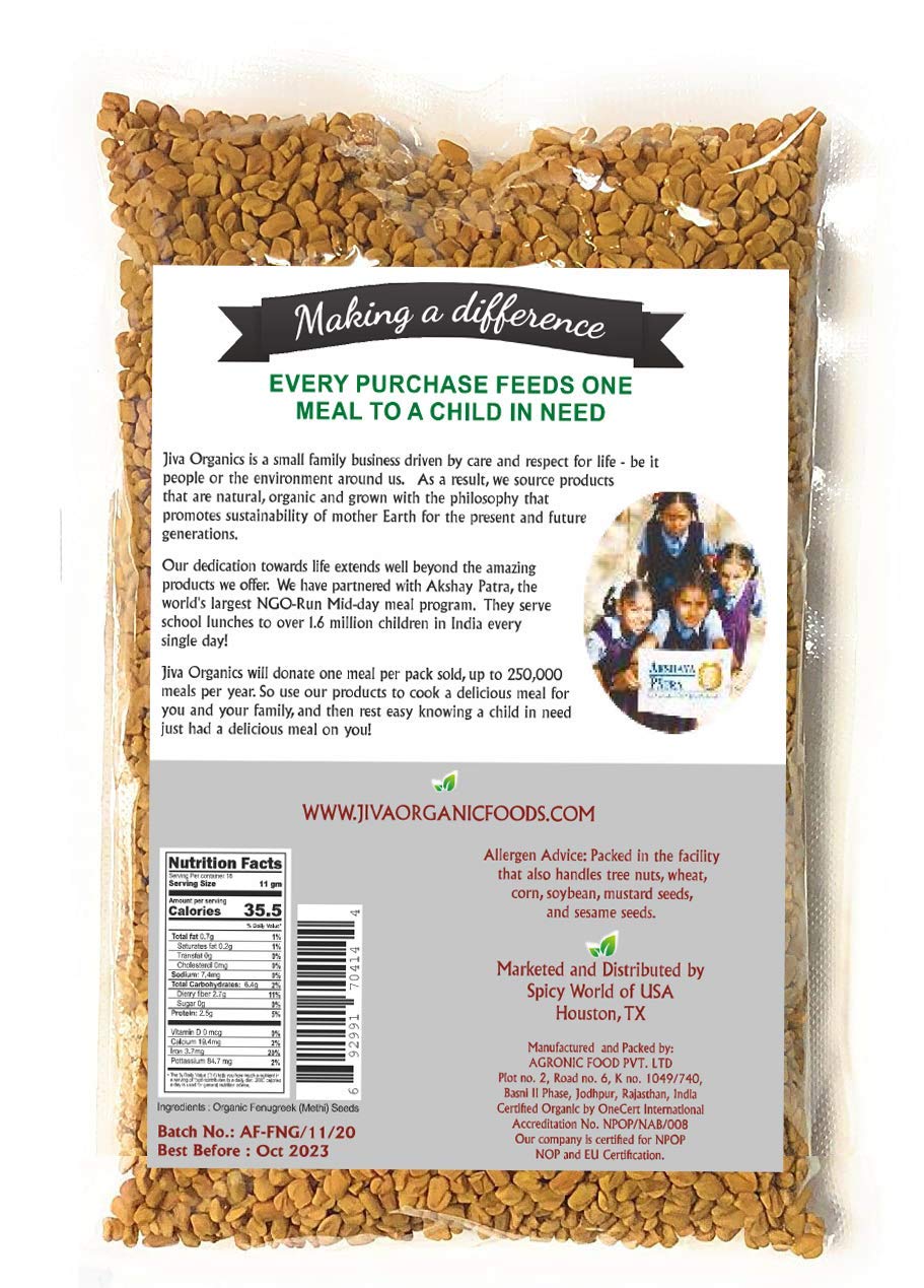 Jiva Organic Fenugreek Seeds 7 Ounce – Pure Indian Methi Seeds for Postpartum Wellness, Soothing Soaks & Restorative Rituals