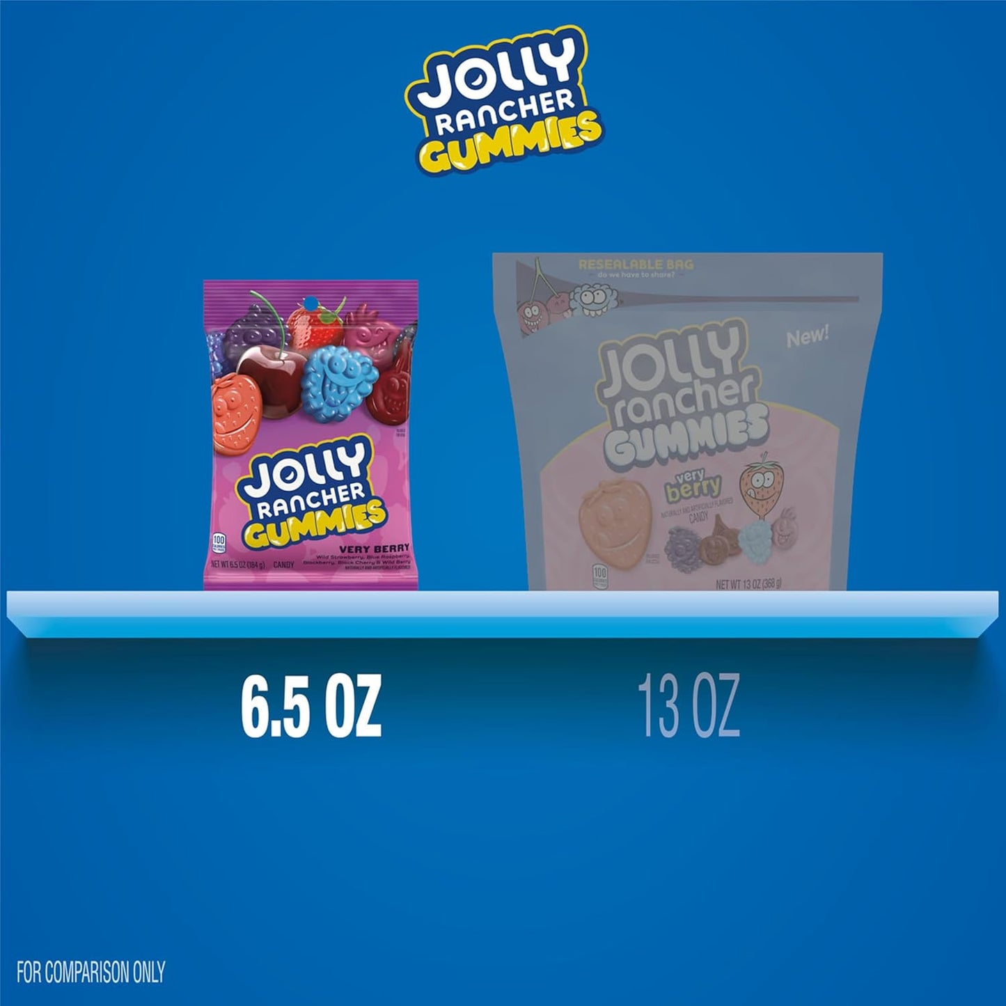 JOLLY RANCHER Very Berry Gummy Bag – Halloween Trick-or-Treat Candy and Stocking Stuffer for Kids, 6.5 oz