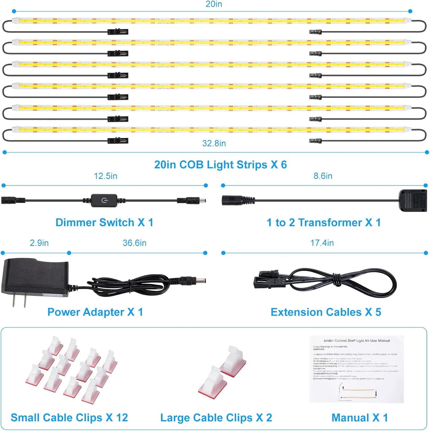 JUSJUBR Dimmable Shelf Lighting for Cozy Atmosphere, COB Strip Lights for Dining Room Hutch and Study Bookshelf