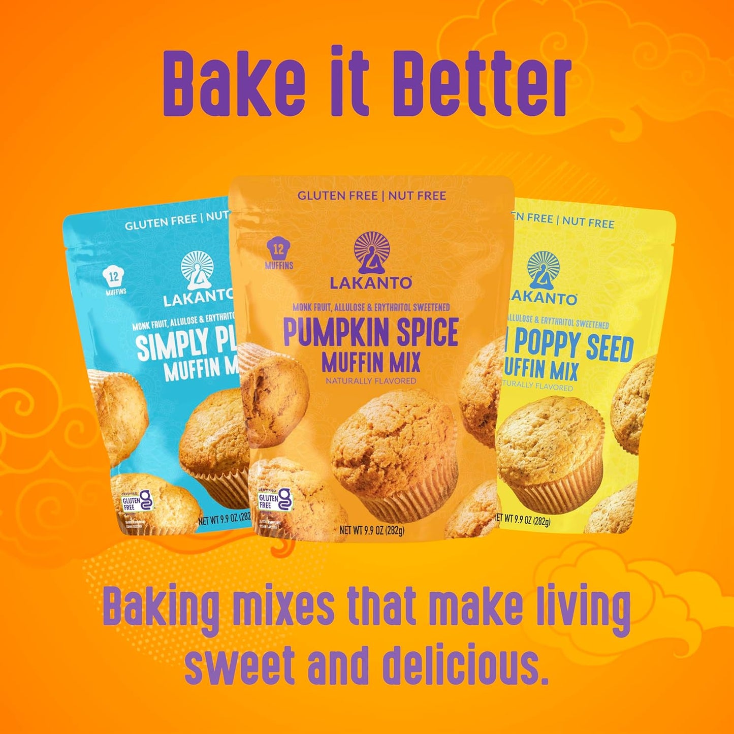 Lakanto Pumpkin Spice Muffin Mix - Sugar Free Pumpkin Spice Muffins for Family Baking with Children