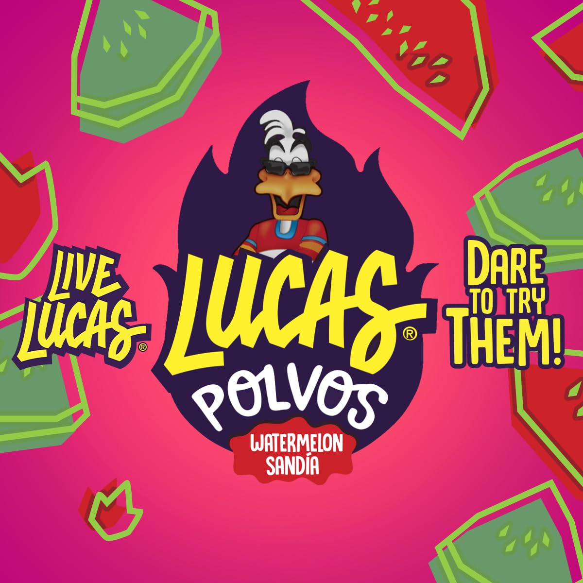 Lucas Powder Watermelon Flavored Candy – Nostalgic Stocking Stuffer and Holiday Gift for Mexican Candy Fans, 10 Pack