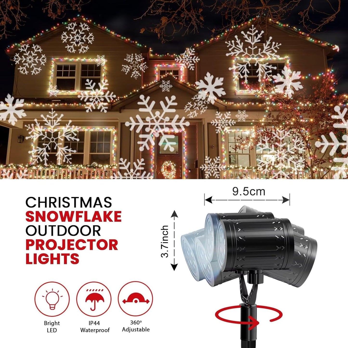 LUMINOUS Winters Night Snowflake Projector – Holiday House Interior Accent, Snowflake Wall Pattern