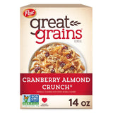 Great Grains Cranberry Almond Crunch Cereal – Wholesome Dried Cranberry Almond Cereal for Balanced Wellness Diets, 14 oz
