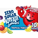 Kool-Aid Jammers Zero Sugar Tropical Punch Pouches, 10 ct, Lower-Calorie Sip for Pre-Diabetic Adults