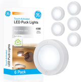 GE Touch-Activated LED Puck – Low-Profile Battery Light for Minimalist Pantry and Workspace