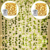 KASZOO 12 Pack Hanging Greenery Garland with LEDs – Unique Valentine's Day and Anniversary Present