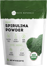 Kate Naturals Organic Spirulina Powder – Clean Wellness Boost for Home Blender and Counter Station, 8 oz