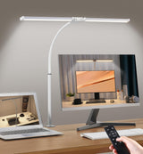 Motumen Clamp Desk Lamp for Computer Workstations – Memory Function, 32.8 ft Remote, and Diffused Light for Long Video Calls