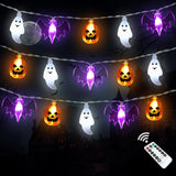 LampLustre Halloween Lights for Kids Party 16FT Battery Operated 3D Pumpkin Bat Ghost LED - Flameless Trick or Treat Porch and Classroom Decor with Timer