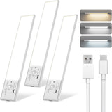 FBY Under Cabinet Lights, Tool-Free 3M Adhesive LED for Clean Uncluttered Surfaces, Rechargeable Minimalist 3-Pack