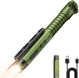 EDC Flashlight Rechargeable – Glove Box Safety Flashlight with Window Breaker and Red Laser Pointer