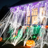 Land Guard Portable Halloween Spider Web for Camping Porch and Outdoor Dining Setup, 200 sqft Lightweight Polyester Webbing with Bonus Spiders