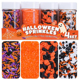 Halloween Dessert Decorating Set for Kids Halloween Party Tables, Ghost and Bat Sprinkles, 4 Bottles