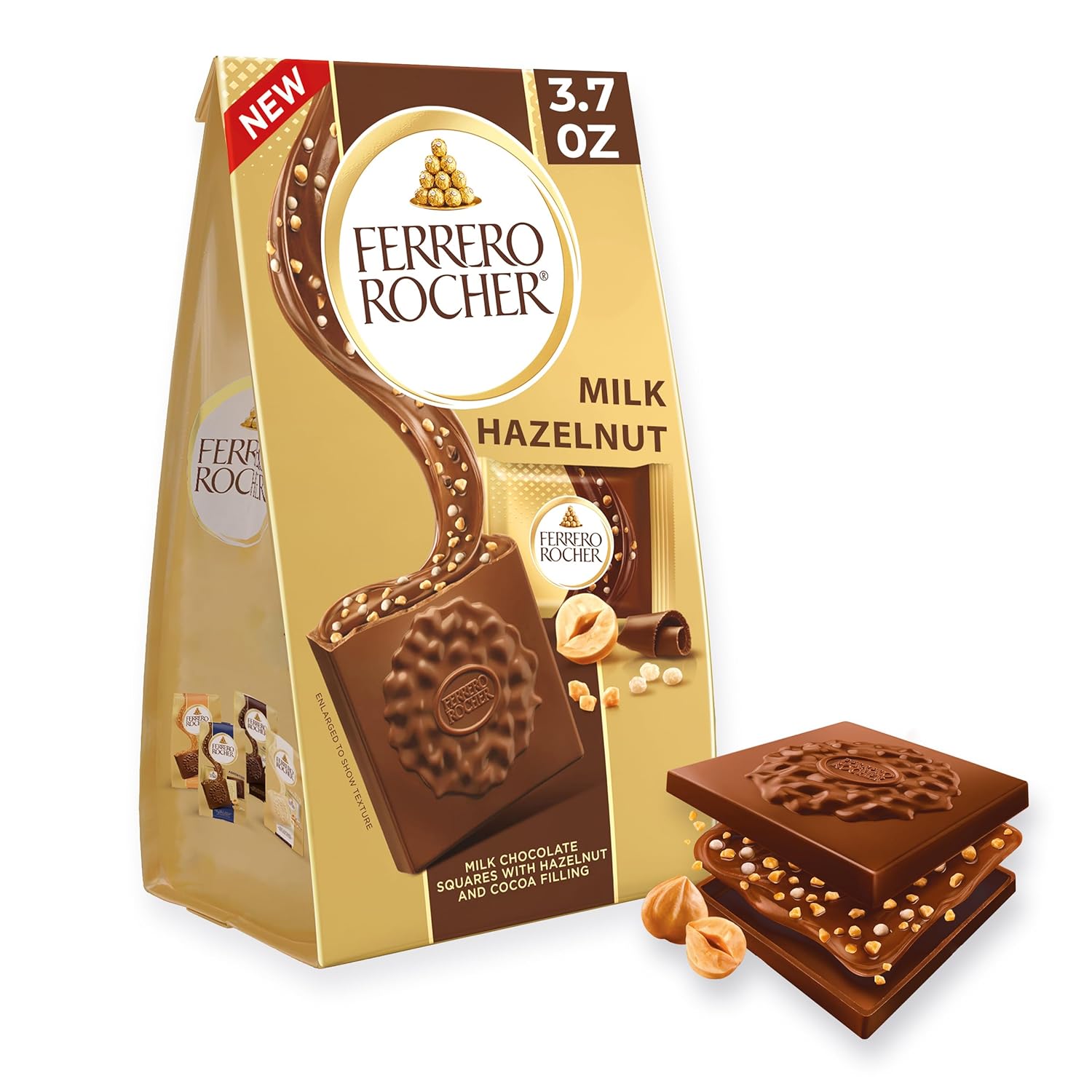 10 individually wrapped milk chocolate hazelnut squares