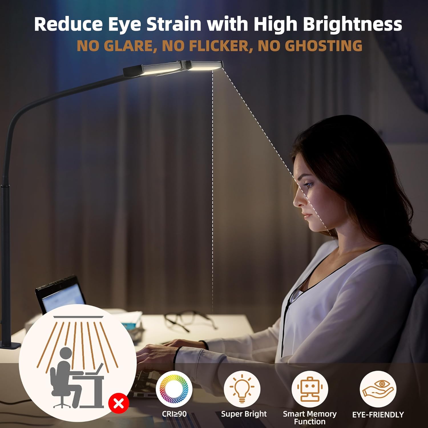 360° adjustable flexible goose-neck for precise light direction