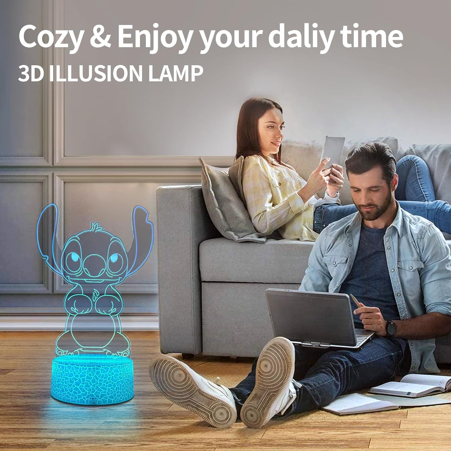3D Optical Illusion Kids Night Light – Battery or USB Powered Character Lamp for Toddler Bedrooms and Play Areas
