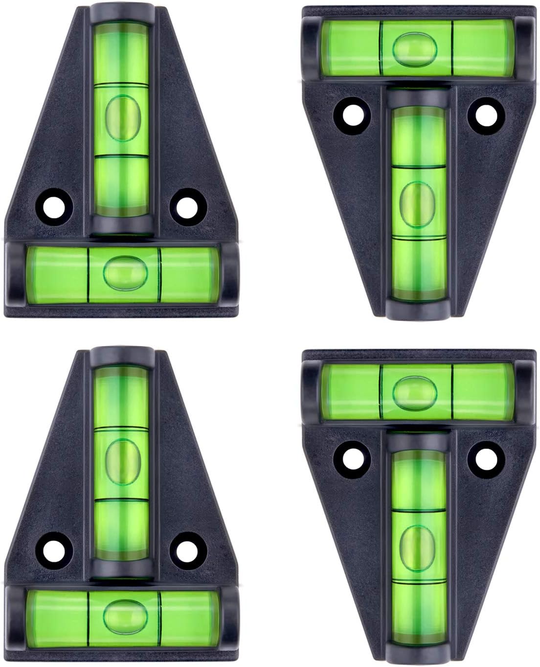 4-piece t-shaped bubble level set for cross-check (front-to-back and side-to-side) leveling