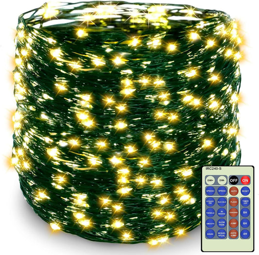 500 led bulbs on 164ft bendable green copper wire with 3000k warm white output