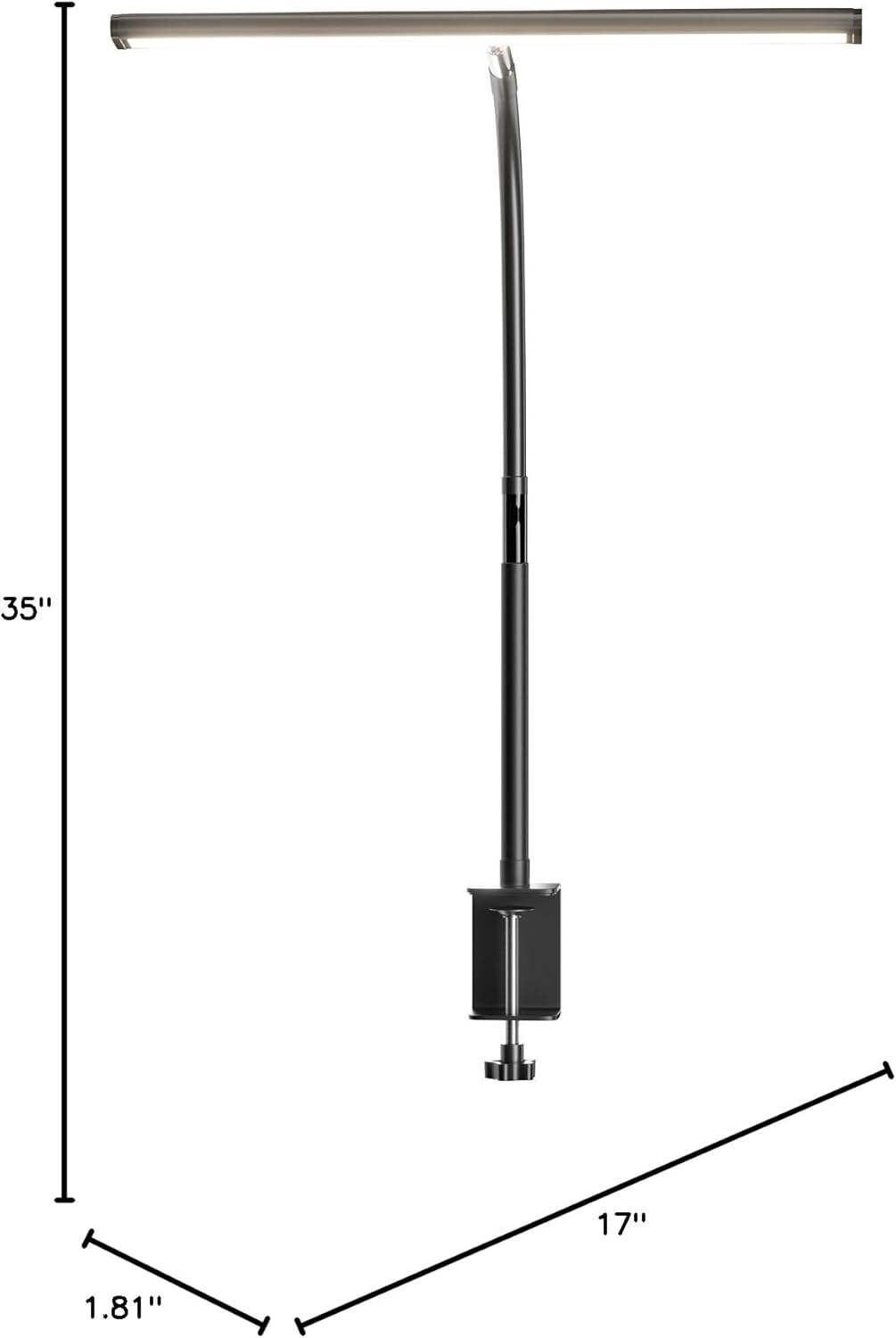 Aesthetic Desk Lamp for Bedroom Decor – 17-Inch LED Bar Light with Brushed Aluminum Finish and Gooseneck