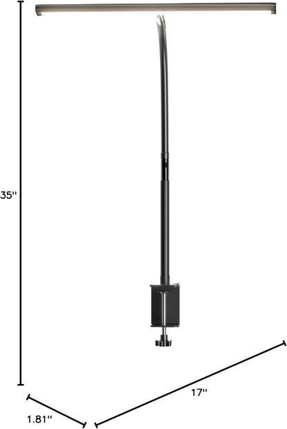 Aesthetic Desk Lamp for Bedroom Decor – 17-Inch LED Bar Light with Brushed Aluminum Finish and Gooseneck