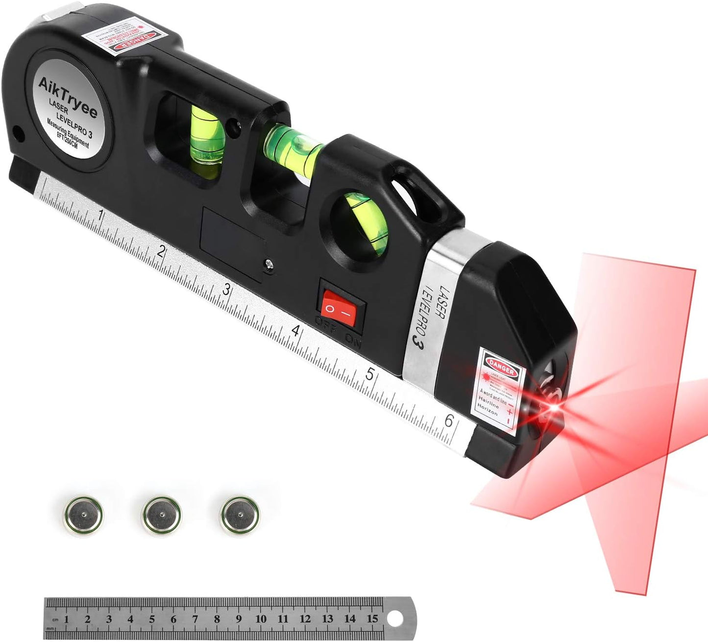 AikTryee Compact Laser Level Tool – Garage Workshop Essential for Efficient Picture Hanging and Cabinet Alignment