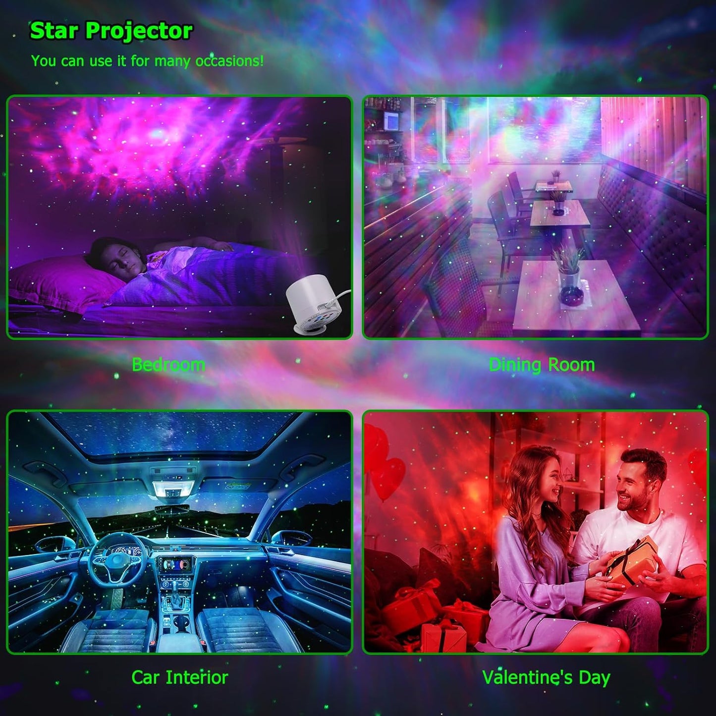 Aurora Galaxy Projector with Music Sync and Sleep Mode – Fun Bedroom Decor for Kids and Teens, Helps with Fear of the Dark, Star Lamp