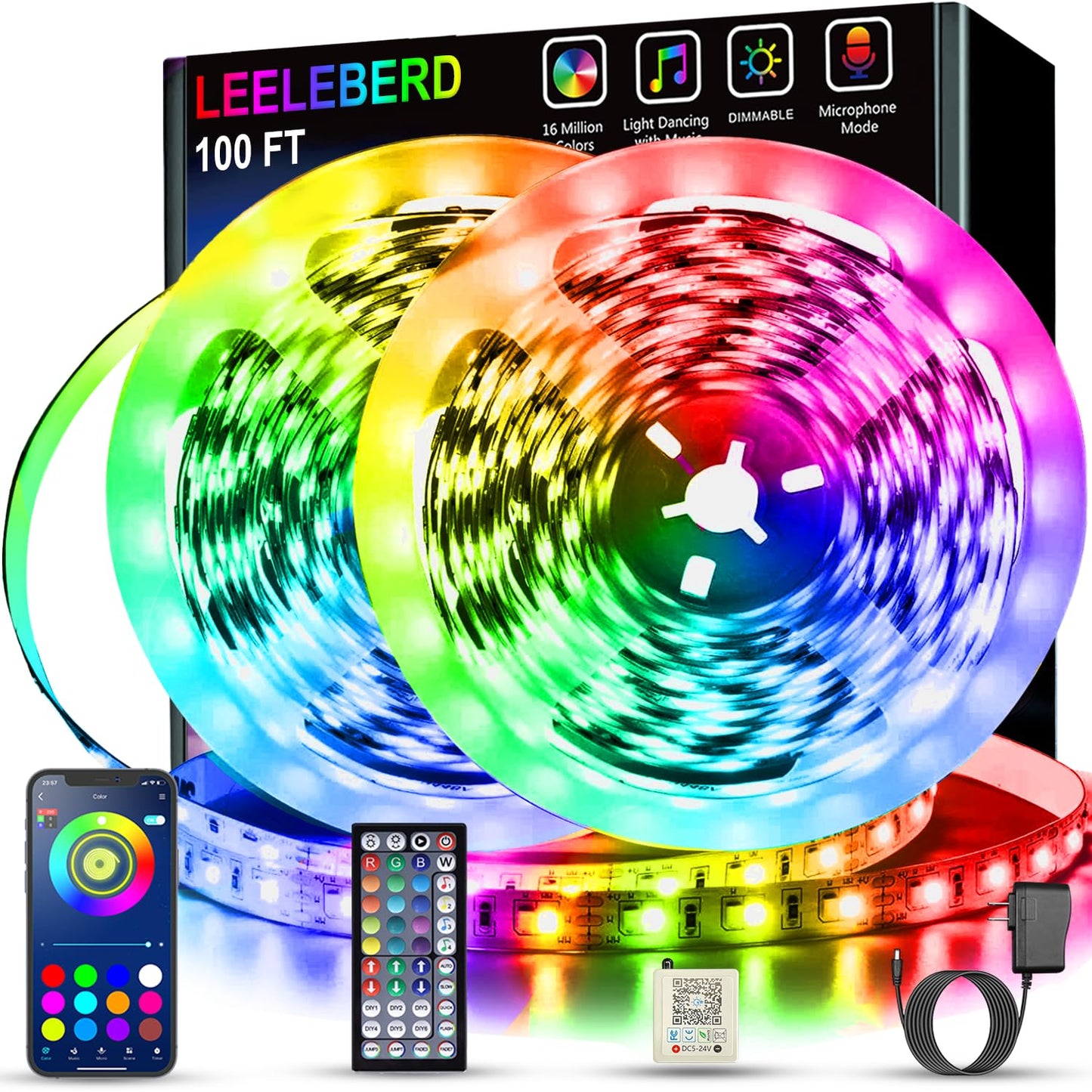 [Brand] LED Strip Lights 100ft – Mindful Home Spa Atmosphere, 64 Preset Relaxation Scene Modes