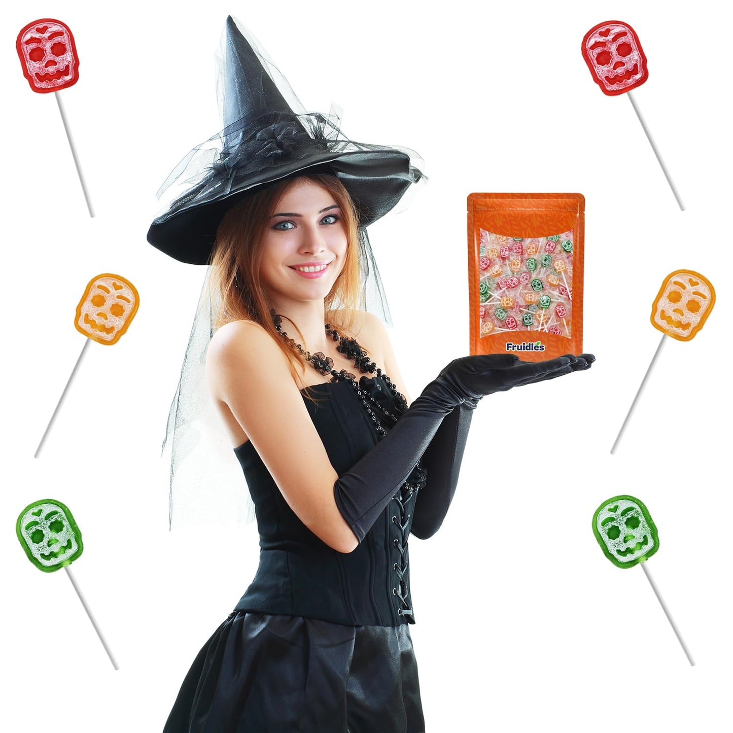 Candy Pop Co. Halloween Skull Lollipops – Fun Trick-or-Treat Bowl Candy for Pumpkin Carving Parties