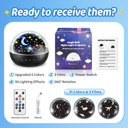 COOLNIGHT 360° Rotating Night Light – Relaxing Bedtime Atmosphere for Kids Fear of the Dark