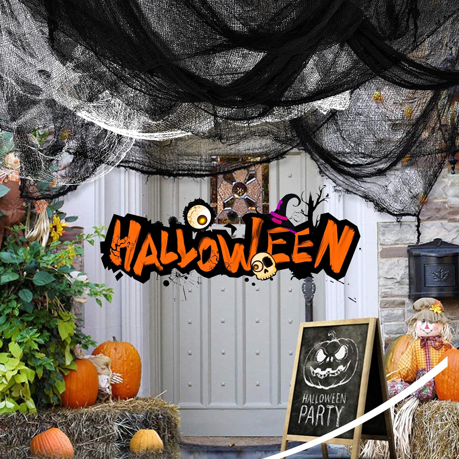 Creepy Cloth No-Flame Halloween Gauze – Pet and Kid Friendly Decor for Trick-or-Treat Entryways