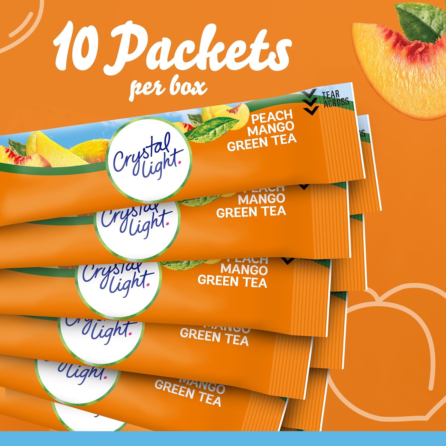Crystal Light Peach Mango Green Tea Powdered Drink Mix – Mindful Hydration Pick-Me-Up for Your Daily Wellbeing Practice