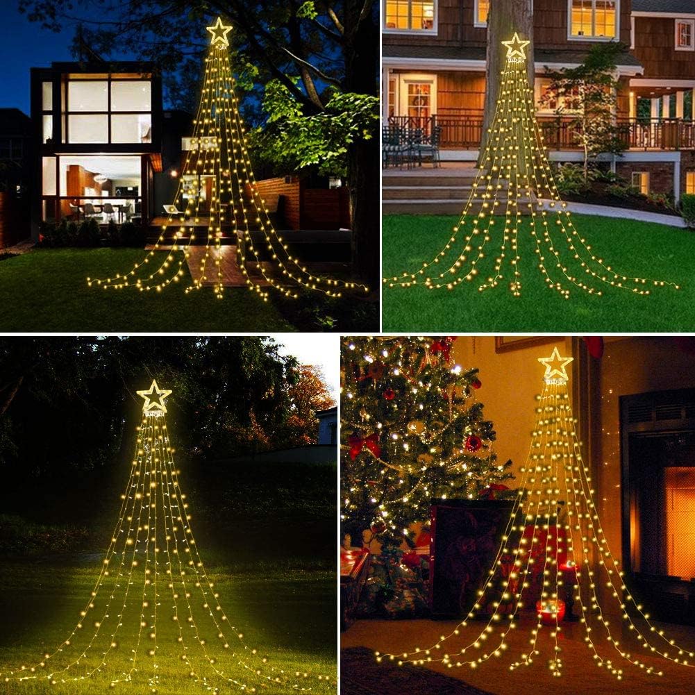 DANLI Outdoor Christmas Star Lights — 320 LED Waterproof Hanging Star for Balcony and Yard, 8 Lighting Modes Plus App Control