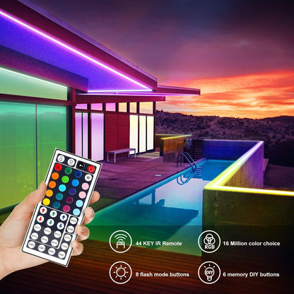 DAYBETTER 66ft Waterproof LED Lights – Outdoor Patio and Holiday Decor Strip with Remote for Festive Evenings