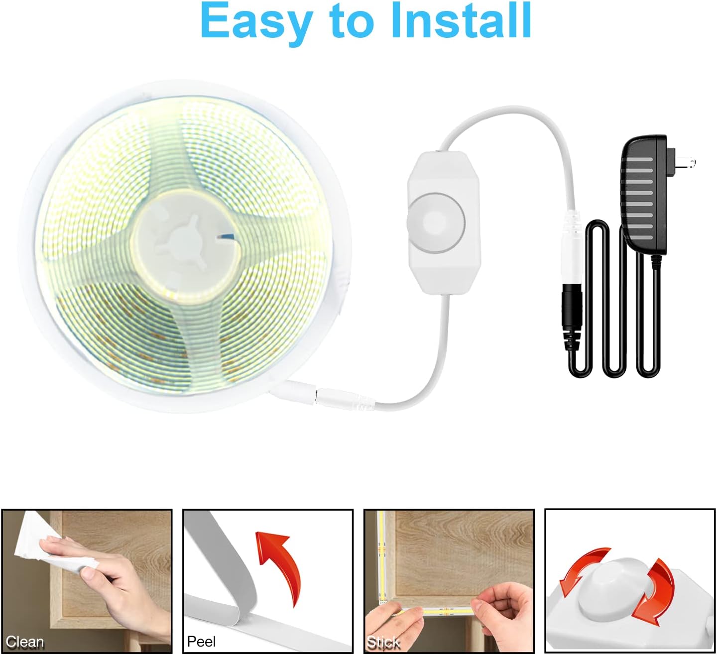 DAYBETTER COB LED Strip – Under-Cabinet Kitchen Decor Lighting, Dotless Warm to Daylight 16.4 ft