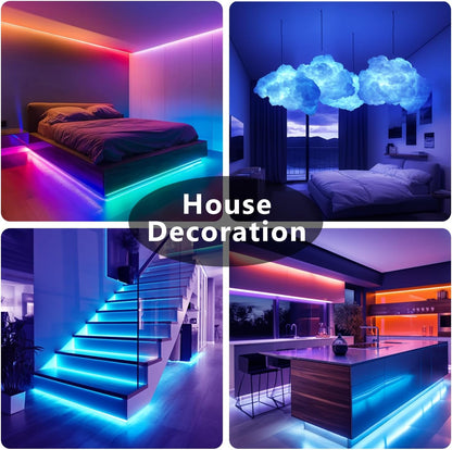 DAYBETTER LED Light Strip 65.6ft 110ft 132ft 200ft with Music Sync and App Control, RGB Color Changing Accent Lights for Ceiling Bedroom and Kitchen