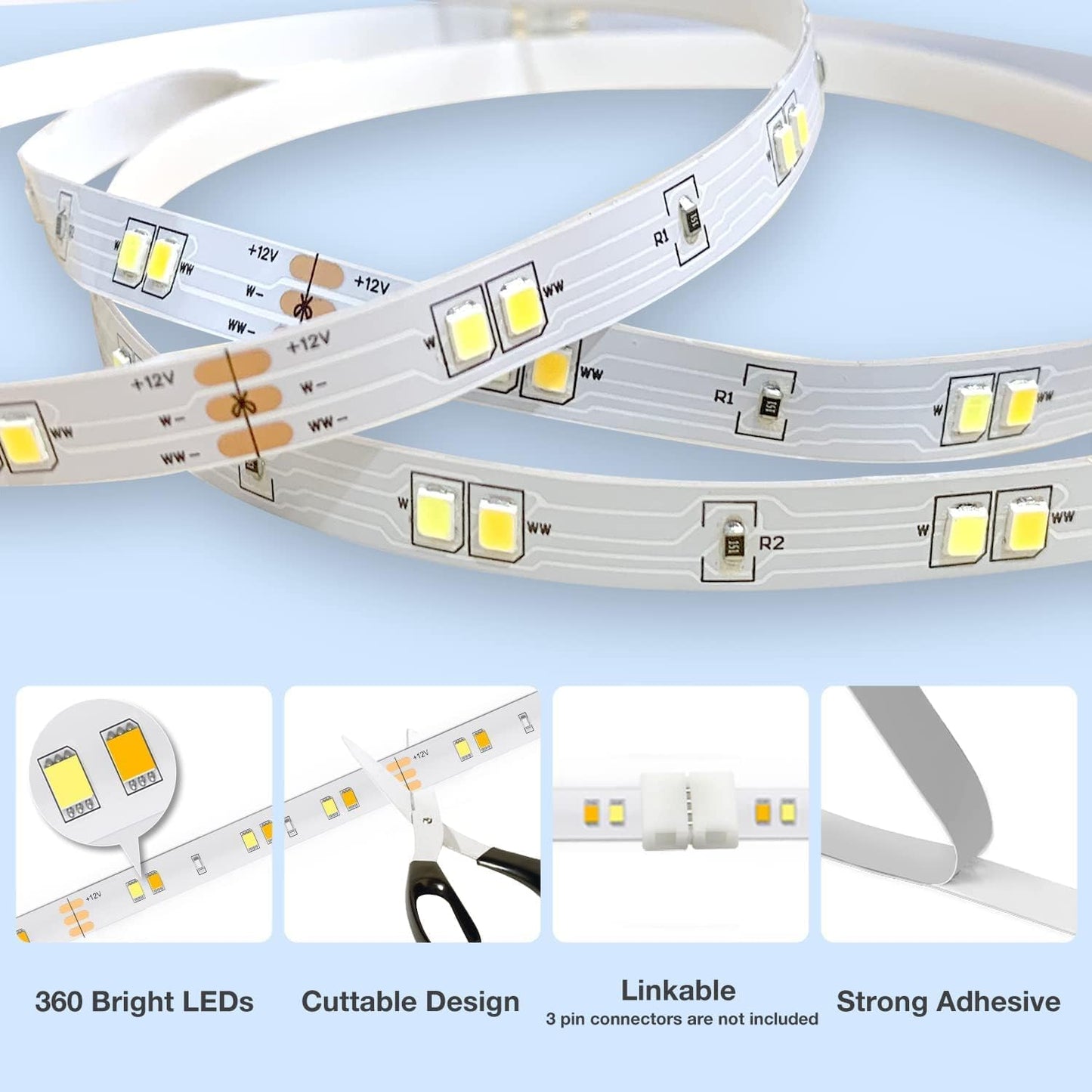 DAYBETTER Under Cabinet Lighting Kit – Study and Prep Area LED Strip, Memory Function No Reset