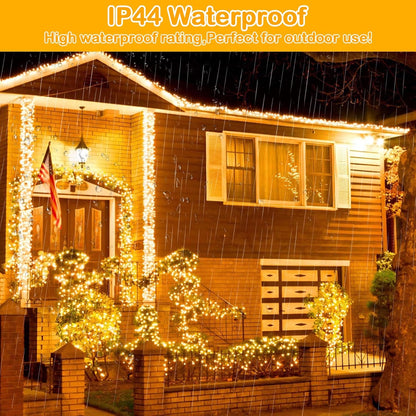 Decute 500LED 164ft Waterproof String Lights – Camping and Outdoor Dining Ambiance, Portable Green Wire Fairy Lights with Timer