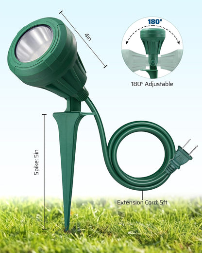 DEWENWILS 4.8W LED Yard Spot Light with Interchangeable Lenses – All-Weather Accent Lighting for Driveways, Walkways, and Campsites
