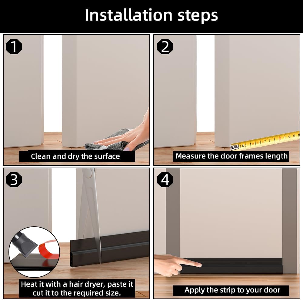 Door Draft Stopper – Hypoallergenic Under-Door Seal Blocking Dust, Insects, and Outdoor Pollutants