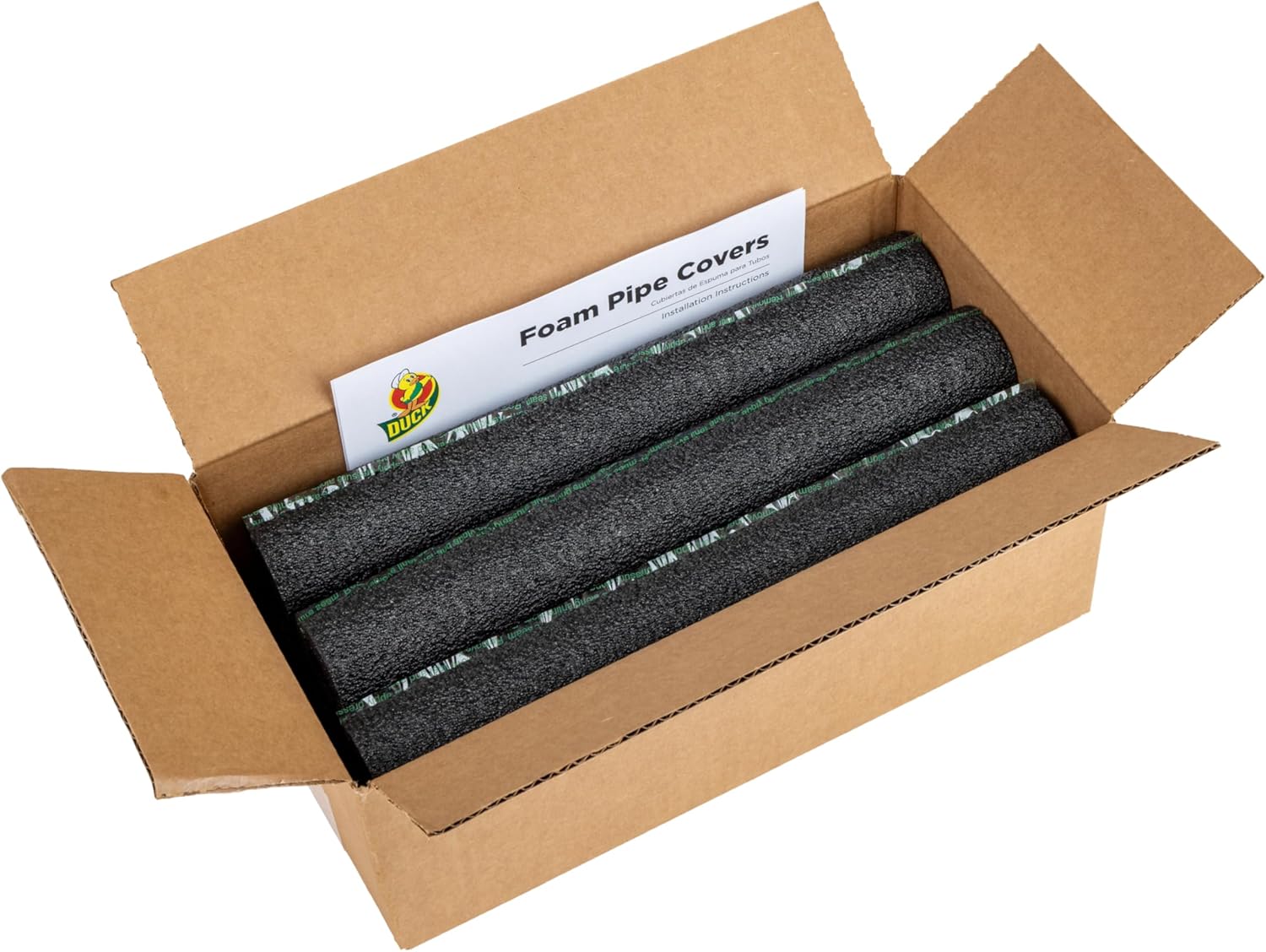 Duck Brand Pipe Insulation – Non-Toxic Pipe Wrap for Renters and Homeowners, Tool-Free Adhesive Closure Safe Around Kids, Pets, and Bedrooms