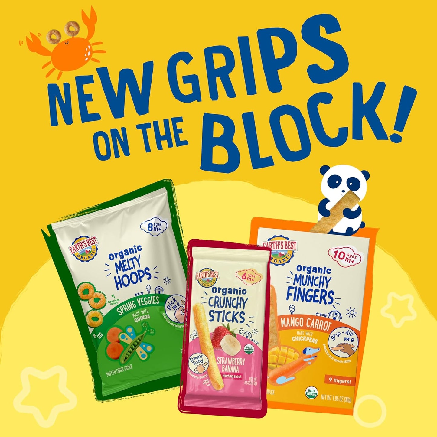 Earth's Best Melty Hoops – Choking-Safe Puffed Corn Rings for Baby's Pincer Grip Development at Home and On the Go