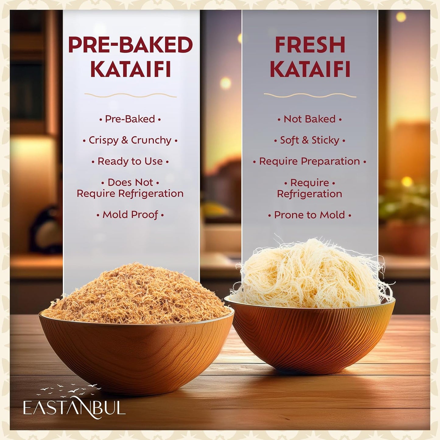 Eastanbul Imported Kataifi Pastry – Elegant Culinary Ingredient for Upscale Mediterranean Restaurants and Gourmet Gifting