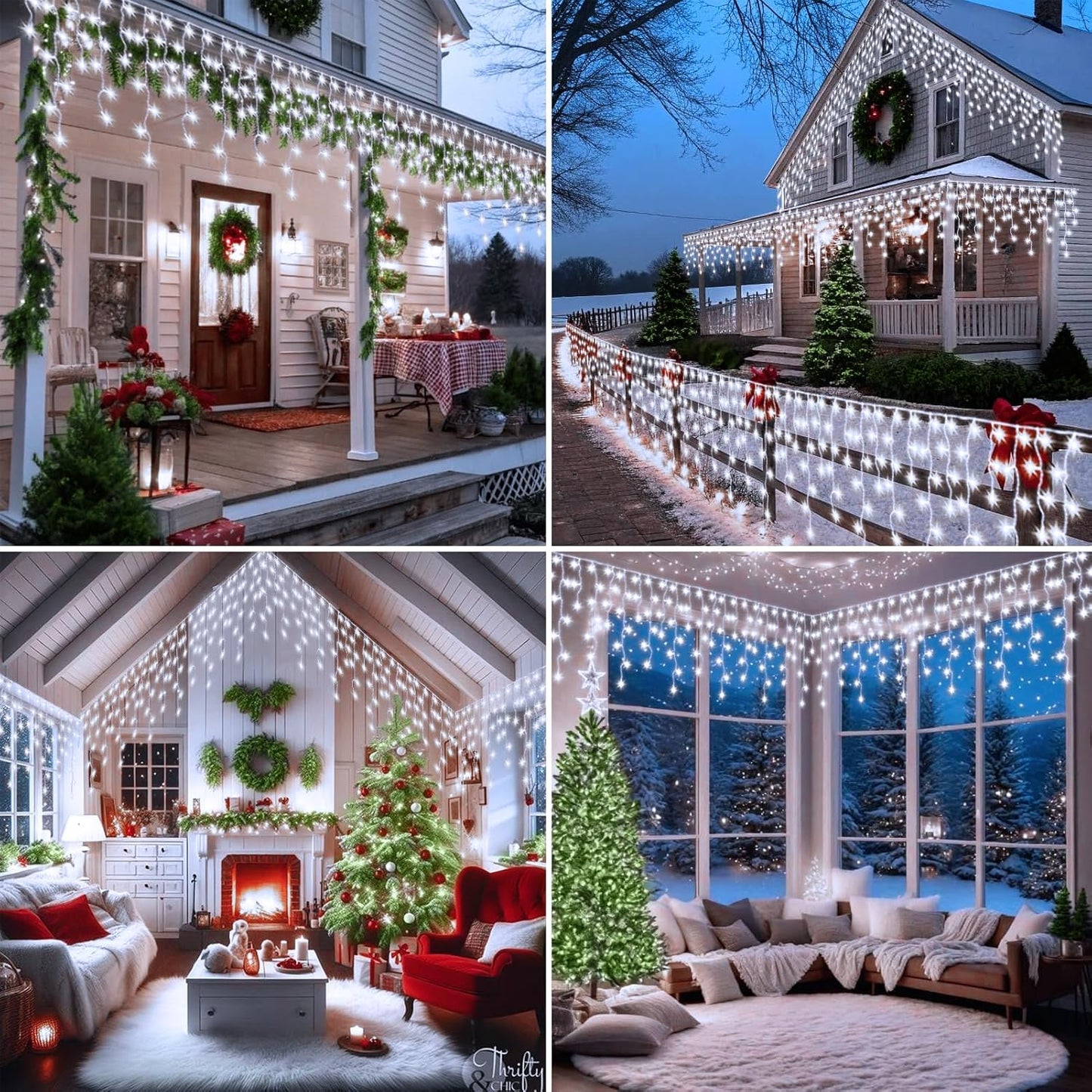 echosari 20Ft LED Icicle String Lights – Romantic Valentine's Day Gift for Couples and Indoor Date Nights