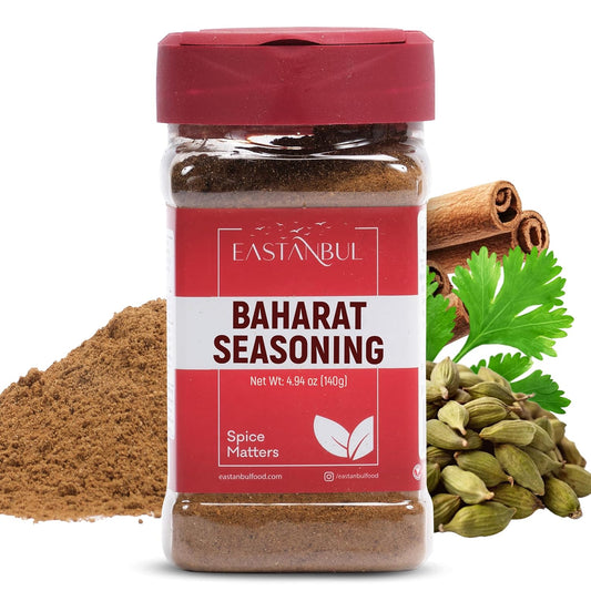 eight-spice aromatic blend: cinnamon, allspice, coriander, cardamom, black pepper, nutmeg, ginger, and cloves